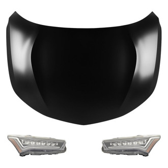 Replace® - 3-Piece Kit (Driver and Passenger Side Headlights, Hood Panel) (Standard Line)