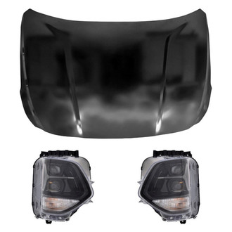 Replace® - 3-Piece Kit (Driver and Passenger Side Headlights, Hood Panel) (Standard Line)