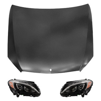 Replace® - 3-Piece Kit (Driver and Passenger Side Headlights, Hood Panel) (Standard Line)