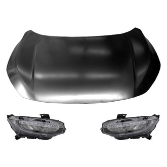 Replace® - 3-Piece Kit (Driver and Passenger Side Headlights, Hood Panel) (Standard Line)