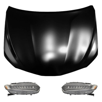 Replace® - 3-Piece Kit (Driver and Passenger Side Headlights, Hood Panel) (Standard Line)