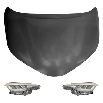Replace® - 3-Piece Kit (Driver and Passenger Side Headlights, Hood Panel) (Standard Line)