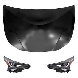 Replace® - 3-Piece Kit (Driver and Passenger Side Headlights, Hood Panel) (Standard Line)