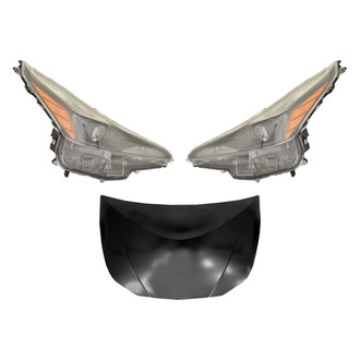 Replace® - 3-Piece Kit (Driver and Passenger Side Headlights, Hood Panel) (Standard Line)