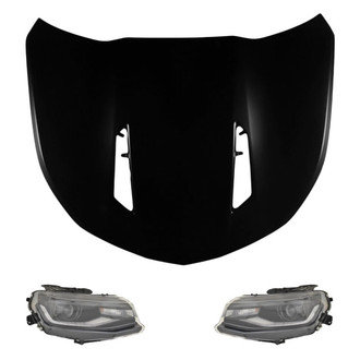 Replace® - 3-Piece Kit (Driver and Passenger Side Headlights, Hood Panel) (Standard Line)
