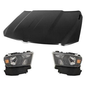 Replace® - 3-Piece Kit (Driver and Passenger Side Headlights, Hood Panel) (Standard Line)