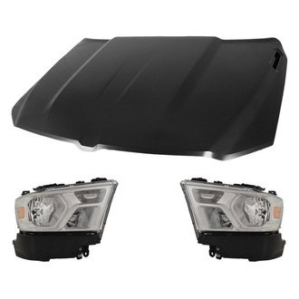 Replace® - 3-Piece Kit (Driver and Passenger Side Headlights, Hood Panel) (Standard Line)