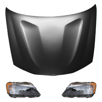 Replace® - 3-Piece Kit (Driver and Passenger Side Headlights, Hood Panel) (Standard Line)
