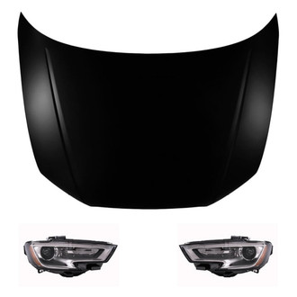 Replace® - 3-Piece Kit (Driver and Passenger Side Headlights, Hood Panel) (Standard Line)