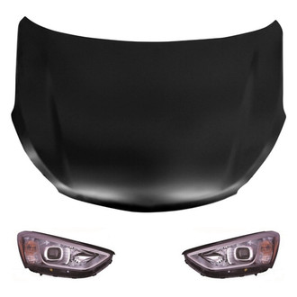 Replace® - 3-Piece Kit (Driver and Passenger Side Headlights, Hood Panel)