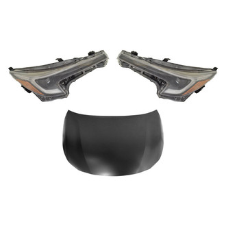 Replace® - 3-Piece Kit (Driver and Passenger Side Headlights, Hood Panel) (Standard Line)