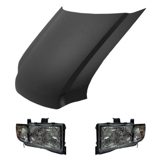 Replace® - 3-Piece Kit (Driver and Passenger Side Headlight Lenses and Housings, Hood Panel) (Value Line)