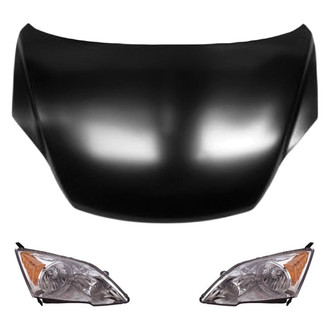 Replace® - 3-Piece Kit (Driver and Passenger Side Headlight Lenses and Housings, Hood Panel) (Value Line)