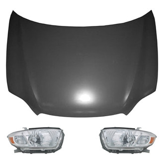 Replace® - 3-Piece Kit (Driver and Passenger Side Headlight Lenses and Housings, Hood Panel) (Value Line)