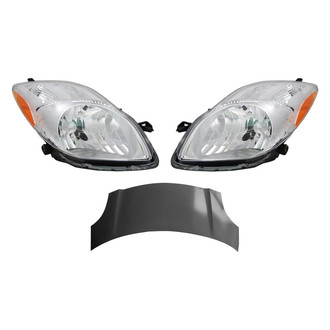 Replace® - 3-Piece Kit (Driver and Passenger Side Headlight Lenses and Housings, Hood Panel) (Value Line)