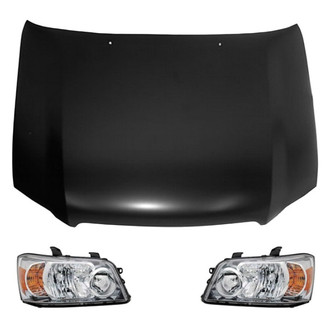 Replace® - 3-Piece Kit (Driver and Passenger Side Headlight Lenses and Housings, Hood Panel) (Value Line)