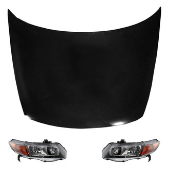 Replace® - 3-Piece Kit (Driver and Passenger Side Headlight Lenses and Housings, Hood Panel) (Value Line)