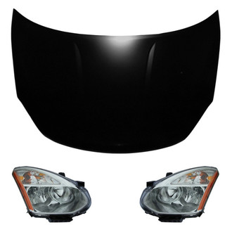 Replace® - 3-Piece Kit (Driver and Passenger Side Headlight Lenses and Housings, Hood Panel) (Value Line)
