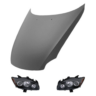Replace® - 3-Piece Kit (Driver and Passenger Side Headlight Lenses and Housings, Hood Panel) (Value Line)