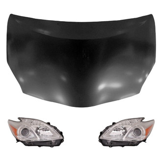 Replace® - 3-Piece Kit (Driver and Passenger Side Headlight Lenses and Housings, Hood Panel) (Value Line)