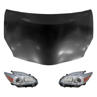 Replace® - 3-Piece Kit (Driver and Passenger Side Headlight Lenses and Housings, Hood Panel) (Value Line)