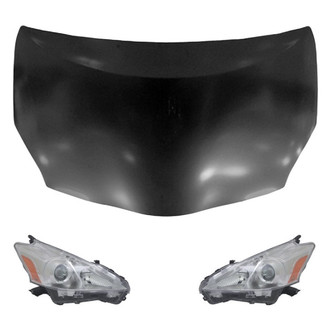 Replace® - 3-Piece Kit (Driver and Passenger Side Headlight Lenses and Housings, Hood Panel) (Value Line)