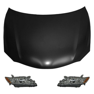 Replace® - 3-Piece Kit (Driver and Passenger Side Headlight Lenses and Housings, Hood Panel) (Value Line)