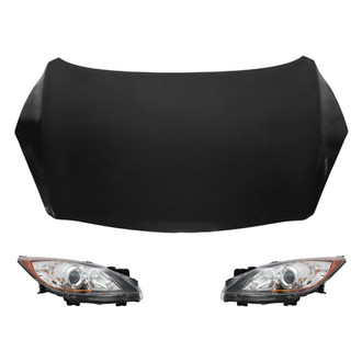 Replace® - 3-Piece Kit (Driver and Passenger Side Headlight Lenses and Housings, Hood Panel) (Value Line)