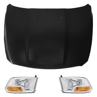 Replace® - 3-Piece Kit (Driver and Passenger Side Headlight Lenses and Housings, Hood Panel) (Value Line)