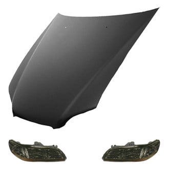 Replace® - 3-Piece Kit (Driver and Passenger Side Headlight Lenses and Housings, Hood Panel) (Value Line)
