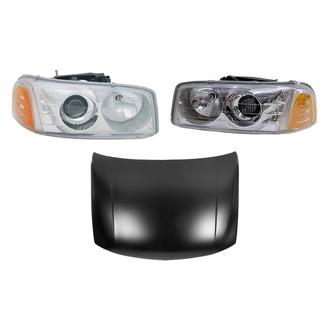 Replace® - 3-Piece Kit (Driver and Passenger Side Headlights, Hood Panel) (Value Line)