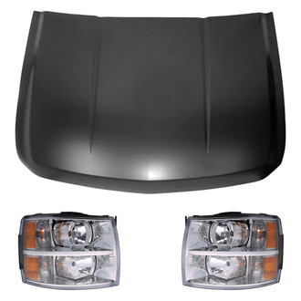 Replace® BNDL-215913 - 3-Piece Kit (Driver and Passenger Side Headlights, Hood Panel) (Value Line)