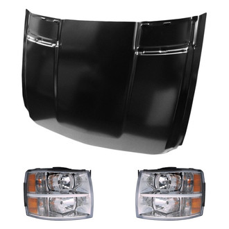 Replace® - 3-Piece Kit (Driver and Passenger Side Headlights, Hood Panel) (Value Line)