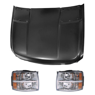 Replace® BNDL-215915 - 3-Piece Kit (Driver and Passenger Side Headlights, Hood Panel) (Value Line)