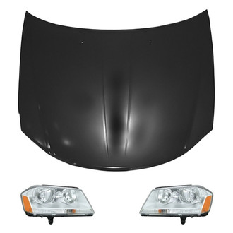 Replace® BNDL-215936 - 3-Piece Kit (Driver and Passenger Side Headlights, Hood Panel) (Value Line)
