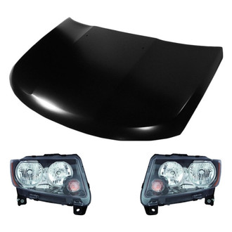 Replace® BNDL-215989 - 3-Piece Kit (Driver and Passenger Side Headlights, Hood Panel) (Value Line)