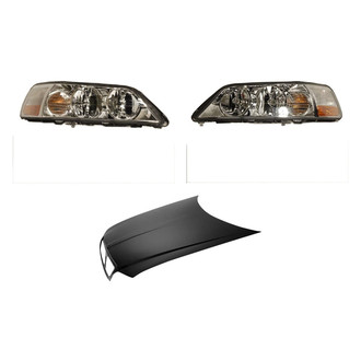 Replace® BNDL-216099 - 3-Piece Kit (Driver and Passenger Side Headlights, Hood Panel) (Value Line)
