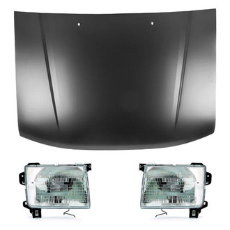 Replace® - 3-Piece Kit (Driver and Passenger Side Headlights, Hood Panel) (Value Line)