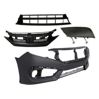 Replace® - 4-Piece (Front Bumper Cover, Grille, Front Bumper Grille, Front Driver Side Bumper Grille Insert) (Standard Line)
