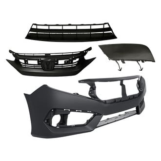 Replace® - 4-Piece (Front Bumper Cover, Grille, Front Bumper Grille, Front Driver Side Bumper Grille Insert) (Standard Line)