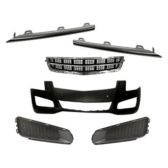Replace® - 6-Piece (Front Bumper Cover, Front Bumper Grille, Front Inner and Outer Bumper Cover Grille Molding, Front Inner and Outer Fog Light Cover) (Standard Line)