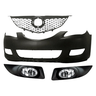 Replace® - 4-Piece (Front Bumper Cover, Grille, Driver and Passenger Side Fog Light) (Standard Line)