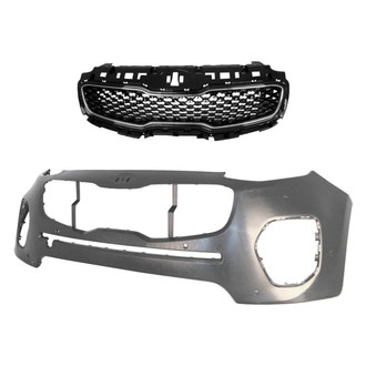 Replace® - 2-Piece (Front Bumper Cover, Grille) (Standard Line)