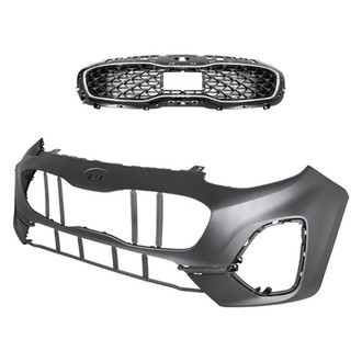 Replace® - 2-Piece (Front Bumper Cover, Grille) (Standard Line)