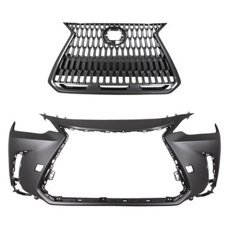 Replace® - 2-Piece (Front Bumper Cover, Grille) (Standard Line)