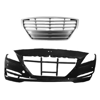 Replace® - 2-Piece (Front Bumper Cover, Grille) (CAPA Certified)