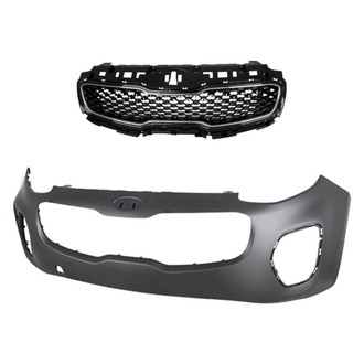 Replace® - 2-Piece (Front Bumper Cover, Grille) (CAPA Certified)