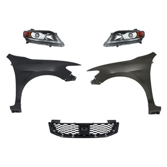 Replace® - 5-Piece Kit (Driver and Passenger Side Headlights, Grille, Driver and Passenger Side Fenders) (CAPA Certified)