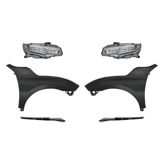 Replace® - 6-Piece Kit (Driver and Passenger Side Headlights, Driver and Passenger Side Grille Moldings, Driver and Passenger Side Fenders) (Standard Line)