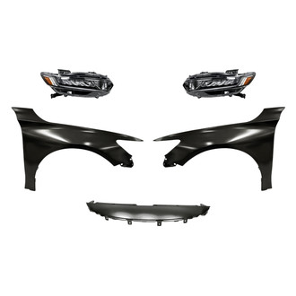 Replace® - 5-Piece Kit (Driver and Passenger Side Headlights, Upper Grille Cover, Driver and Passenger Side Fenders) (Standard Line)